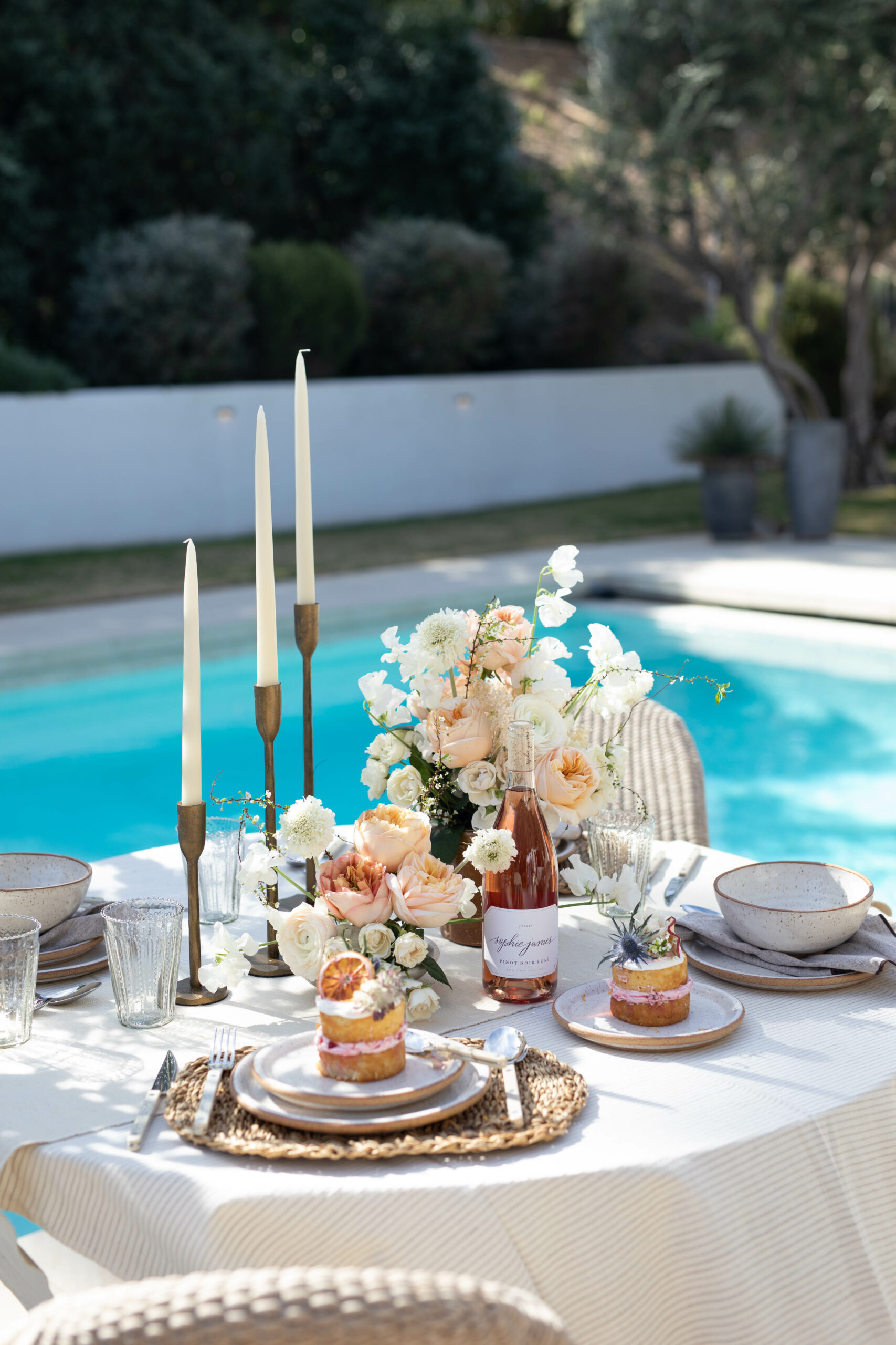 poolside dinner with cher house, spring and summer time