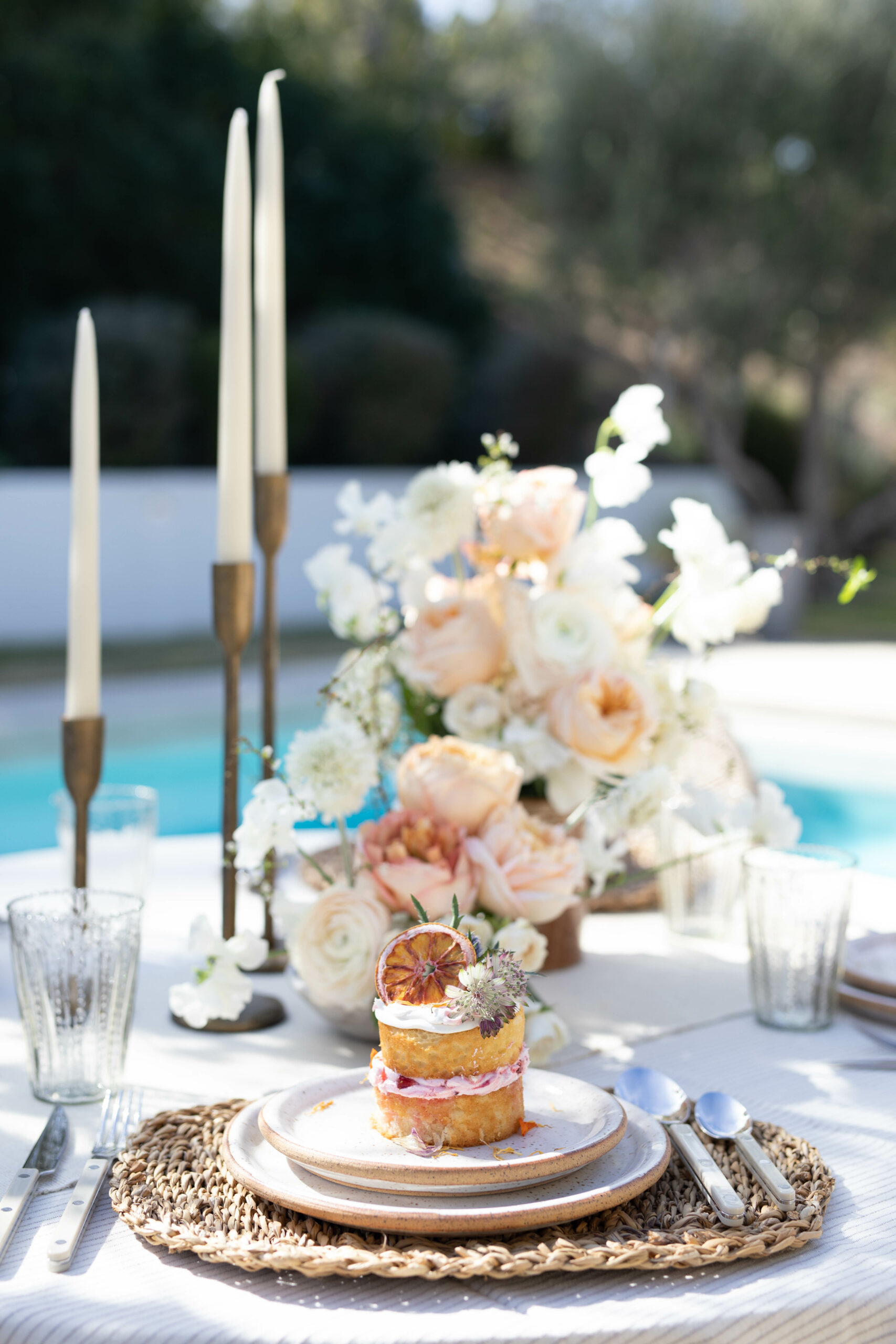 poolside dinner with cher house, spring and summer time