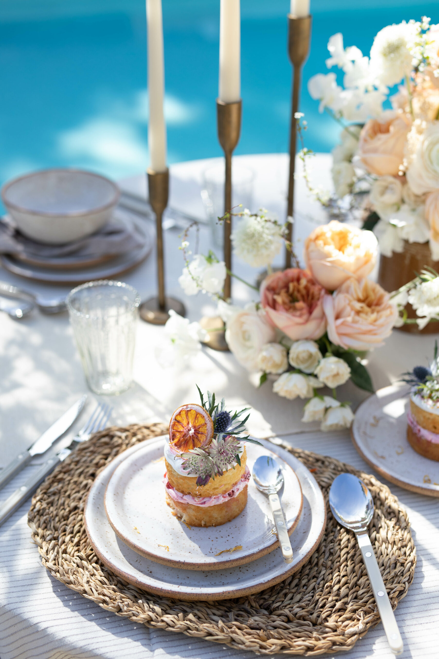 poolside dinner with cher house, spring and summer time