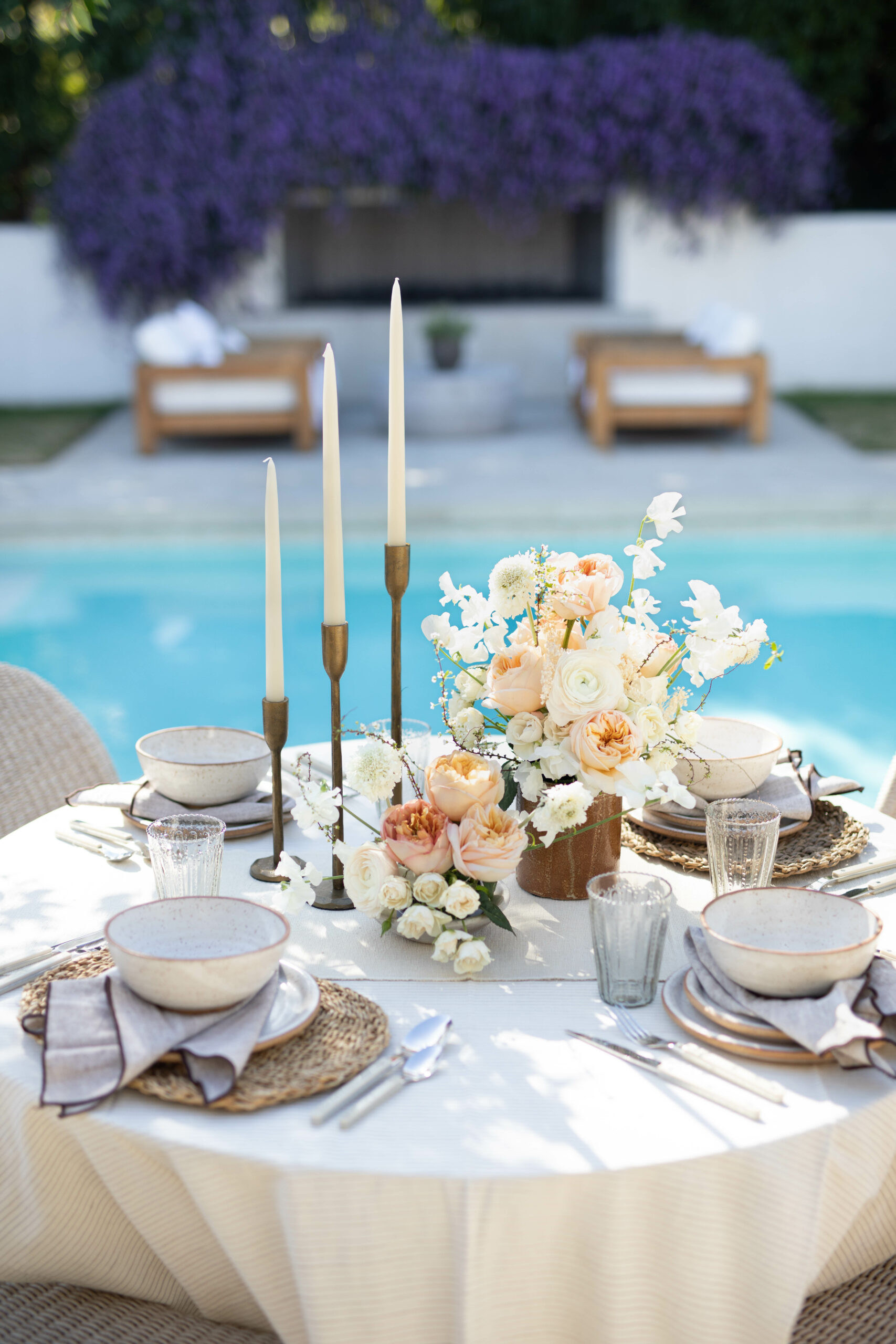 poolside dinner with cher house, spring and summer time